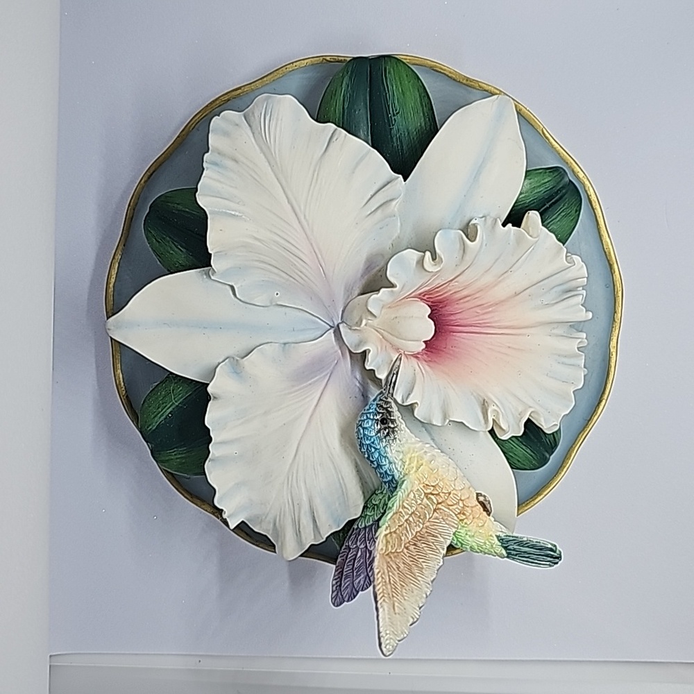 Thomas Kinkade Fragile Beauty Collectors Plate Paradise Orchid Hummingbird
